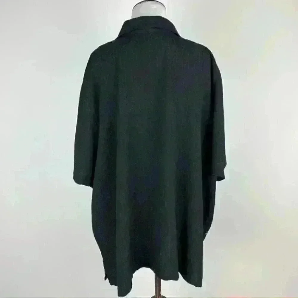 Koret Womens top size 24 black multicolored piping button down tunic